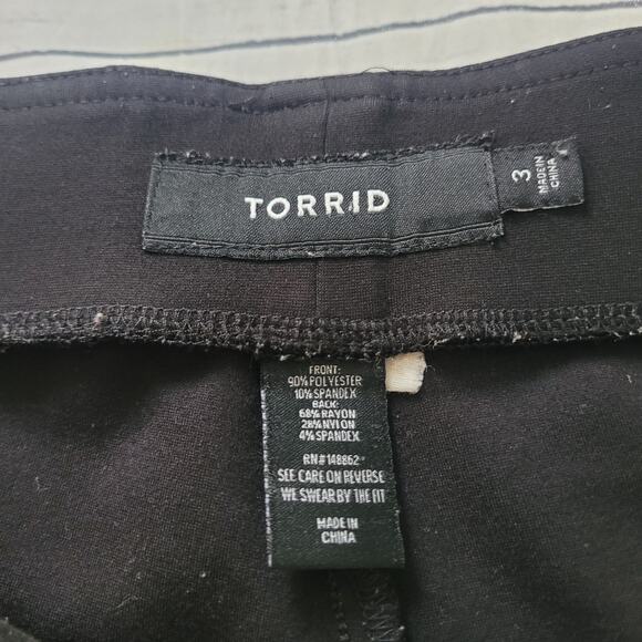 Torrid Size 3 Black Felt Front Pixie Pants Plus Career Office Stretch Pull On - Picture 5 of 7